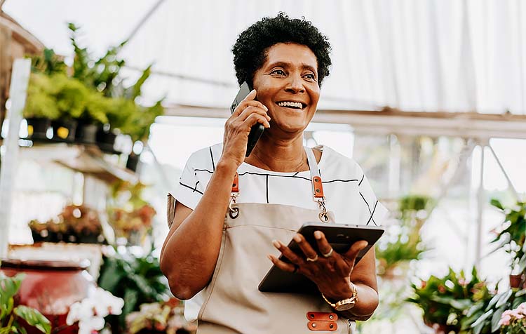 A woman on the phone