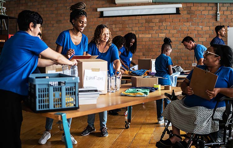 A non profit organization getting donations ready